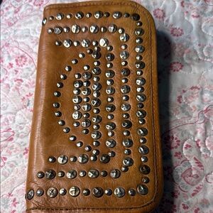 Studded Brown Leather Wallet